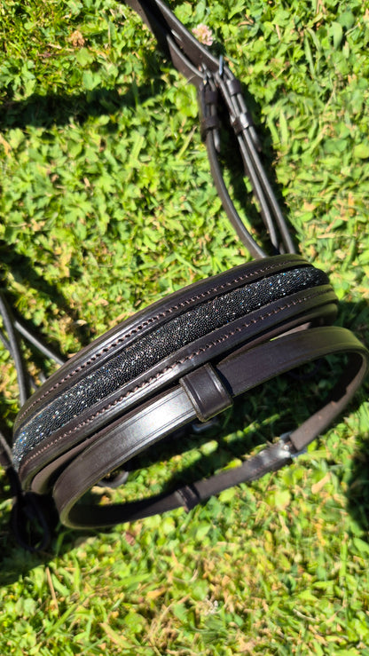 Bridon + rênes Sparkle CABALLIA marron noir