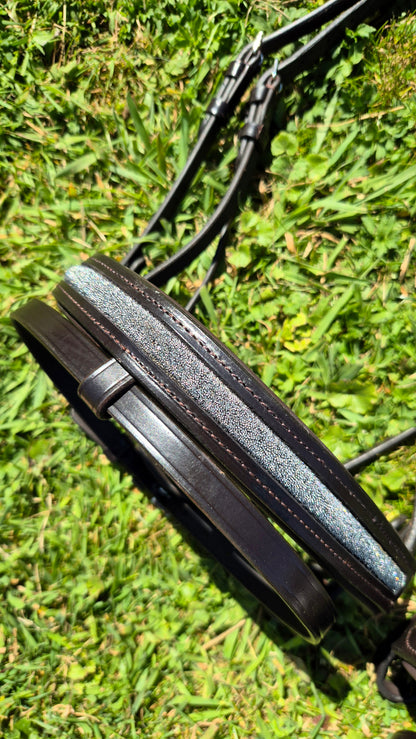 Bridon + rênes Sparkle CABALLIA marron argent