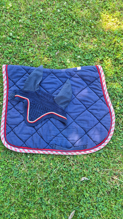 Occasion : Tapis + bonnet RG marine et rouge